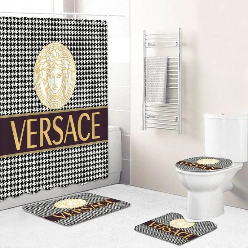Versace Bathroom White Background Bathroom Accessories Set
