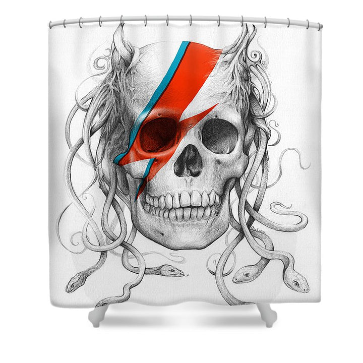 David Bowie Aladdin Sane Medusa Skull Halloween Shower Curtain