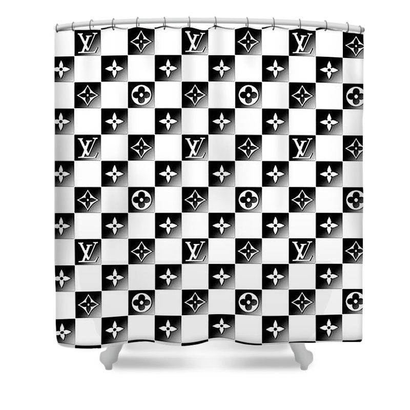 Louis Vuitton Black and White Shower Curtain