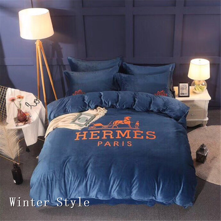 Blue Paris Hermes bed set