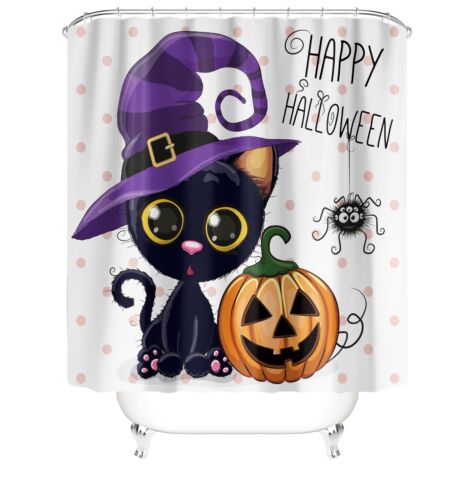 Black Cat Halloween Shower Curtain