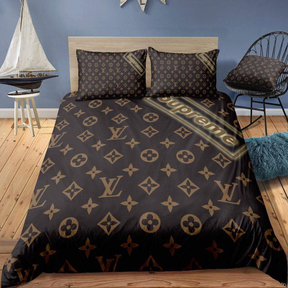 Brown Louis Vuitton bed set