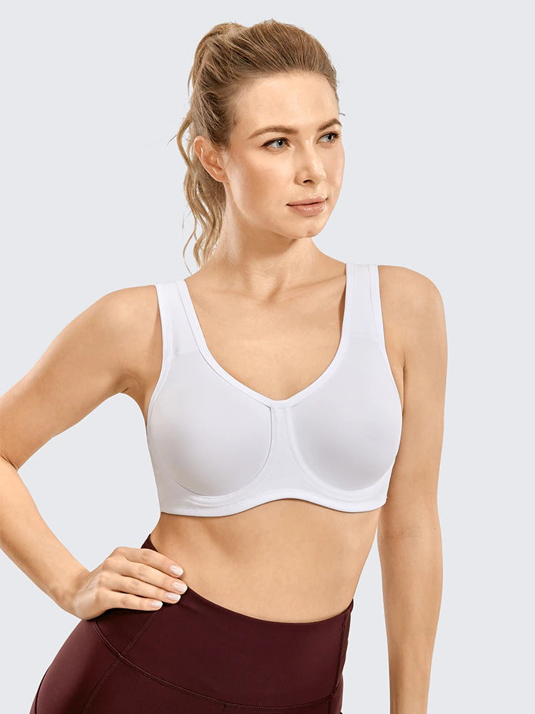 SYROKAN Women's Max Control Solid High Impact Plus Size Underwire Sports Bra  White 34C: Buy Online at Best Price in UAE 