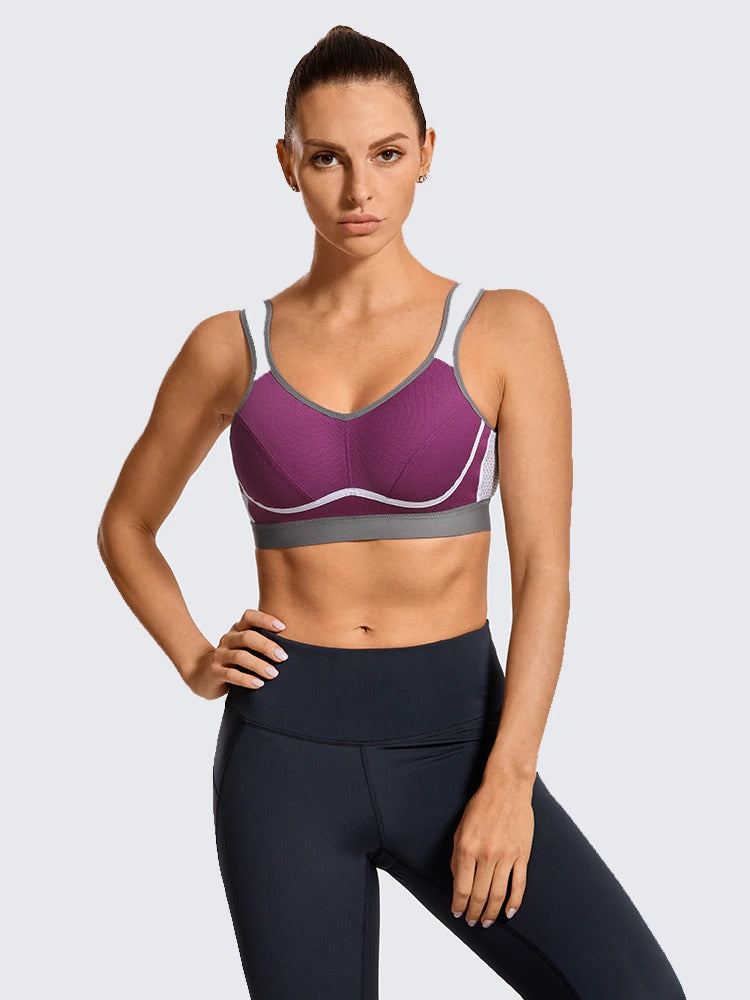 SYROKAN Women's High Impact Support Wirefree Bounce Control Plus Size  Workout Sports Bra Black/Grey 42E,  price tracker / tracking,   price history charts,  price watches,  price drop alerts