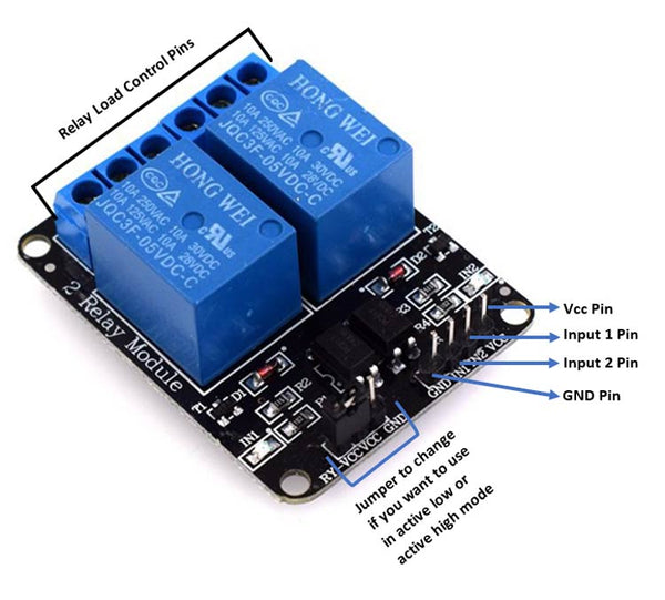 2 Channel Relay Module With Optocoupler Protection 5V