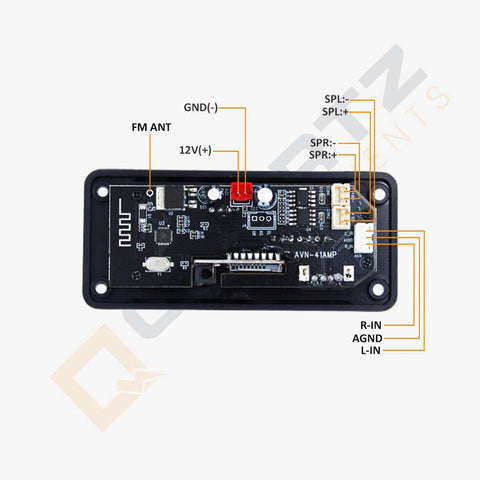 12V Bluetooth 5.0 MP3 Player WMA Decoder Board Module with Remote Control Power Amplifier Dual Channel 25W+25W