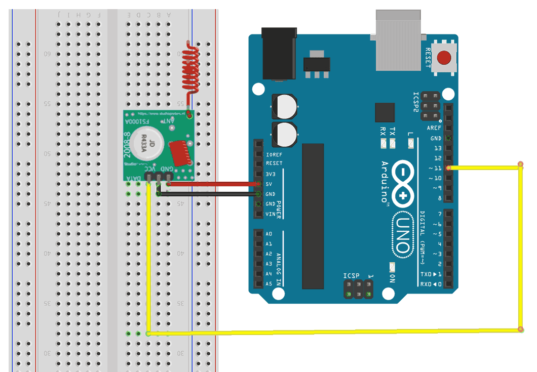 CIRCUIT DIAGRAM -  433MHz Transmitter and Arduino Uno