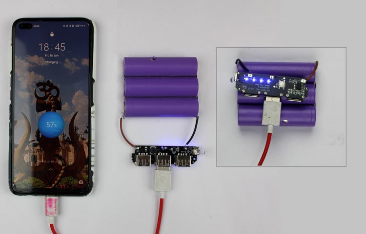 Charging of cell pone using the power bank