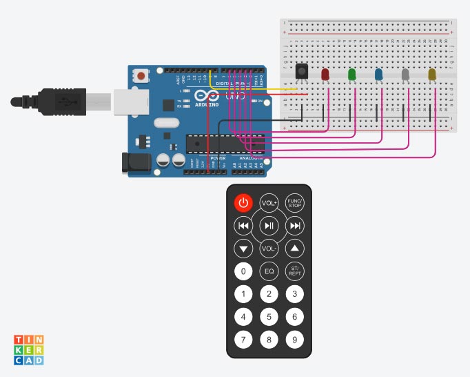 Circuit Diagram for Interfacing TSOP38238 IR Receiver with Arduino