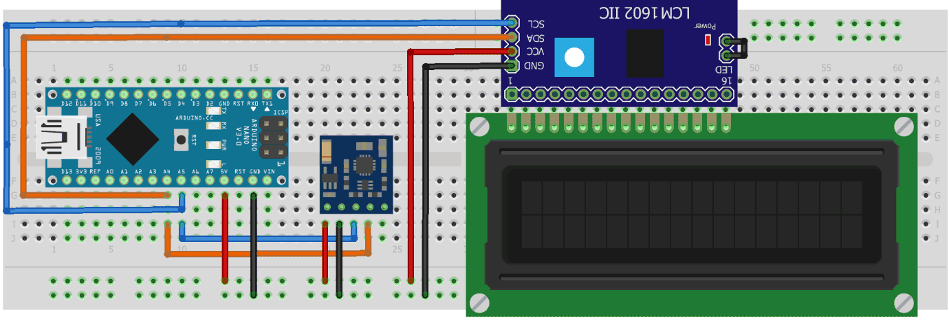 Circuit Diagram of Interface HMC 5883L with Arduino