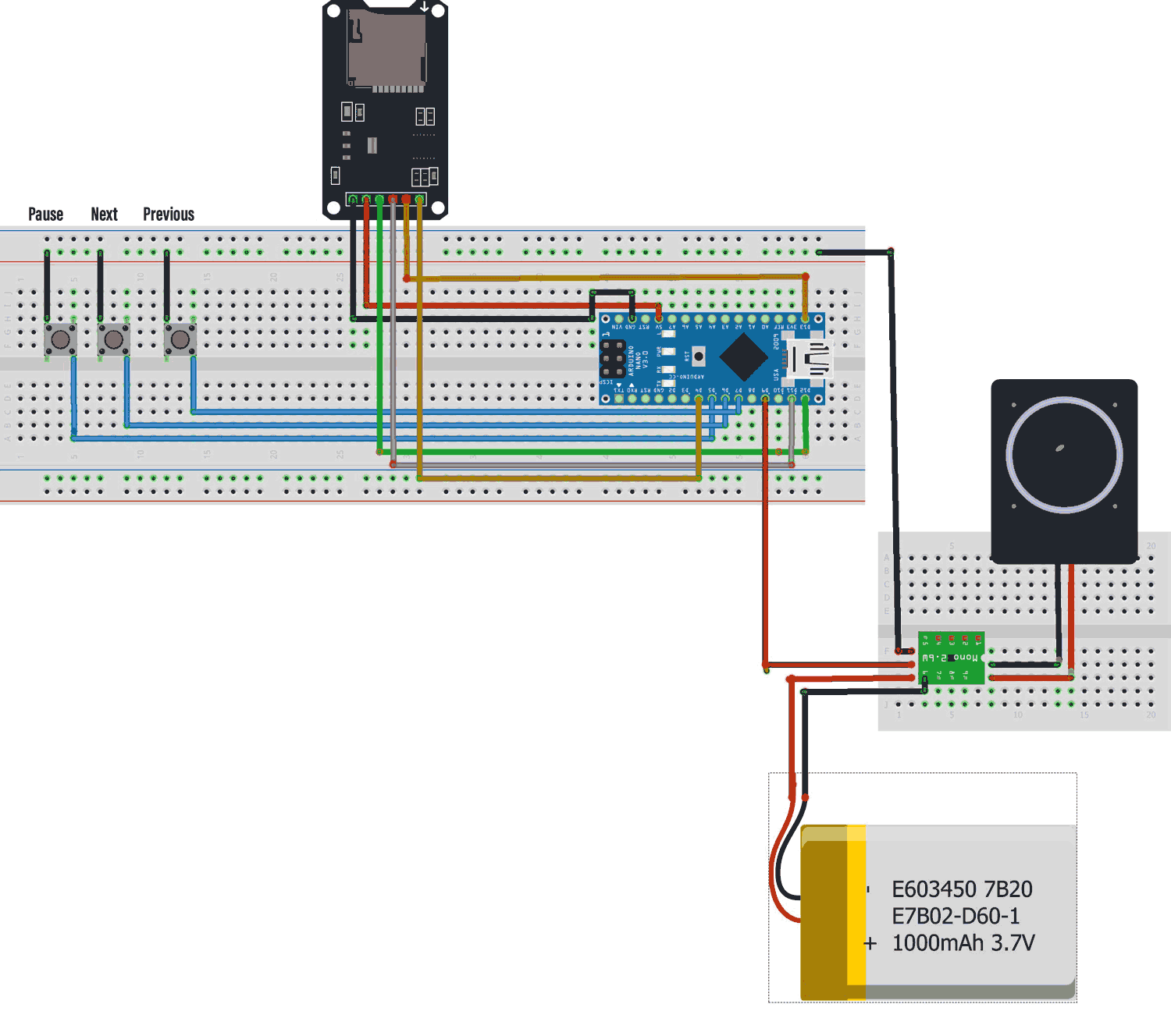 Circuit diagram of Arduino music system