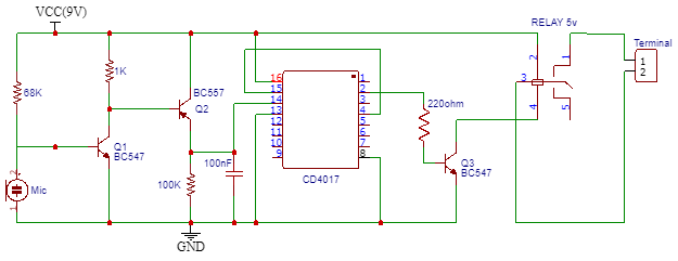 Clap Operated Switch Circuit Diagram