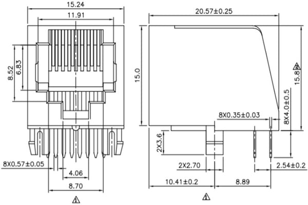 RJ45 Ethernet Socket Dimension