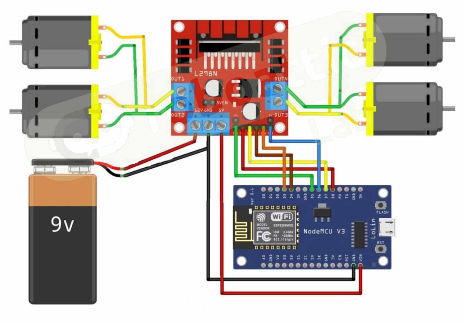 Google Assistance Control Car Circuit Diagram