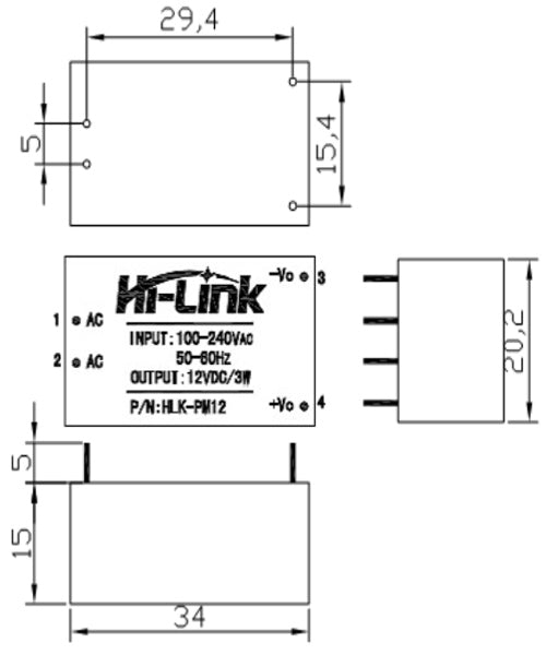 HLK-PM12-Dimension