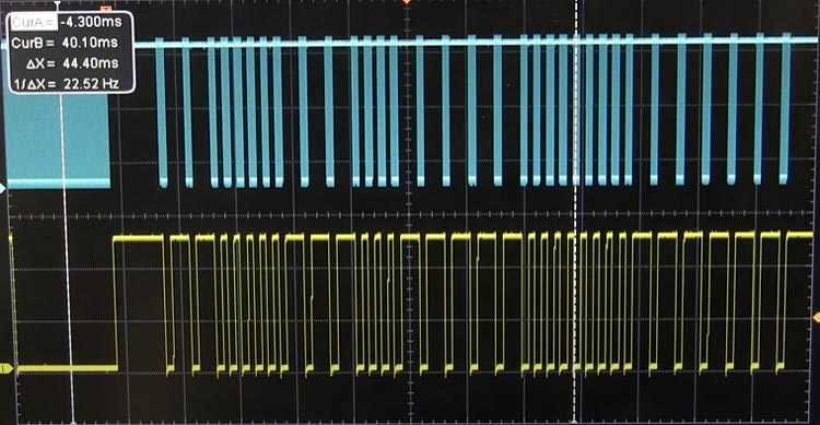 Modulated and Demodulated Signals on Oscilloscope