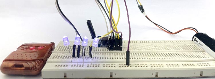 Controlling LEDs using RF Remote and Receiver