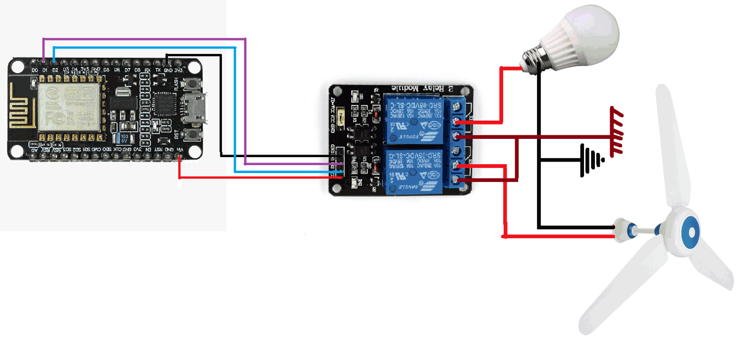 Circuit Diagram for Voice Activation for Home Automation using ESP8266
