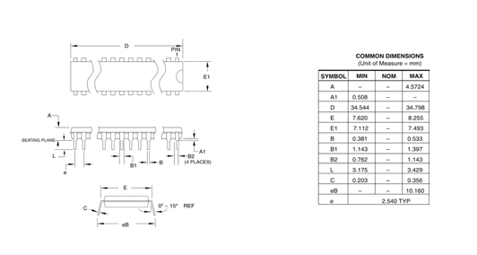 Dimensional Drawing of ATmega8A