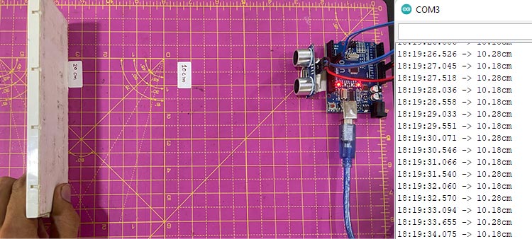 distance measurement with ultrasonic sensor