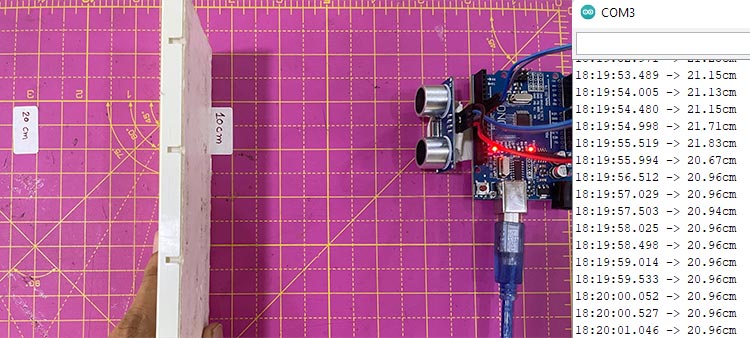 distance measurement with ultrasonic sensor