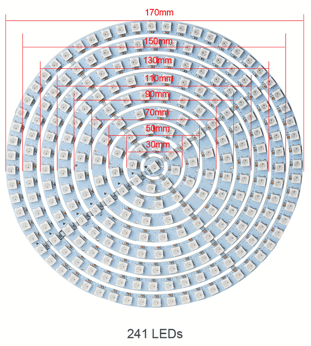 WS2812B 5050 RGB LED Ring Light Matrix Panel Dimension