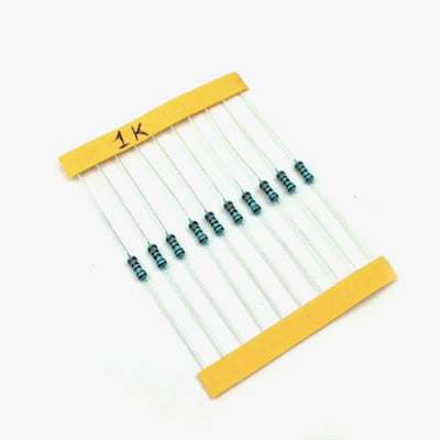 1K ohm, 1/4 Watt Resistor with 1% tolerance (Pack of 10), QuartzComponents