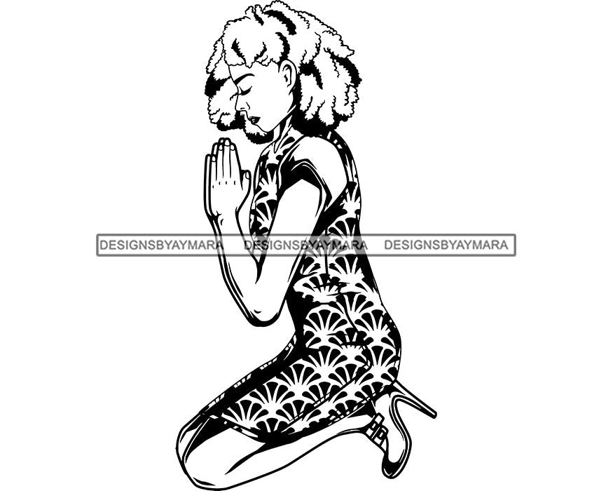 Download Afro Woman Praying Prayers God Lord Faith Religion SVG Vector Clipart - WomanofGodDesigns