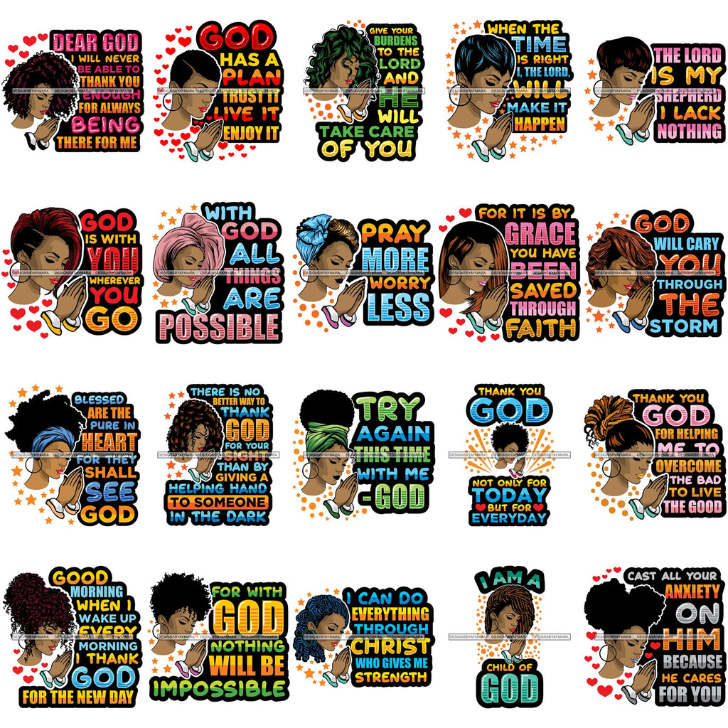 Download Bundle 20 Afro Woman Praying God Lord Quotes Church Lady Faith Religio Womanofgoddesigns