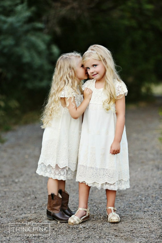 rustic flower girl dresses with boots