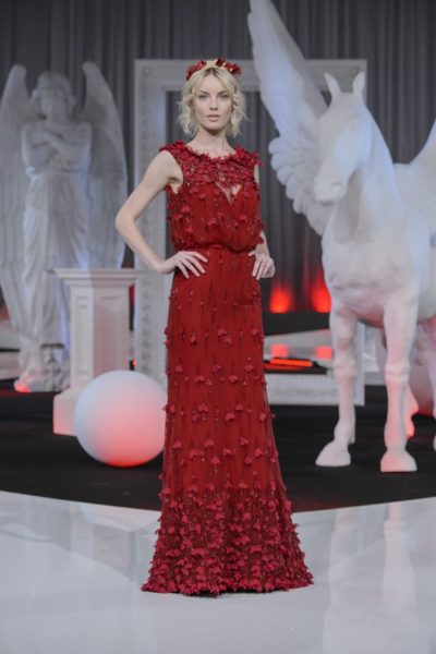 Nicole Bridal Red Appliqué Wedding Dress 