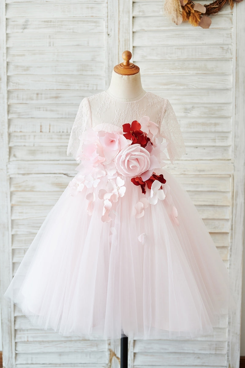 pink flower girl dress