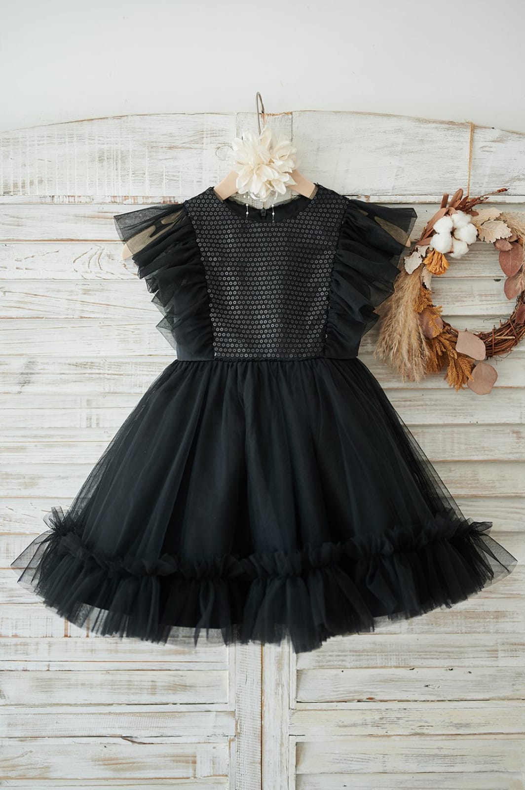 black sequin girls dress