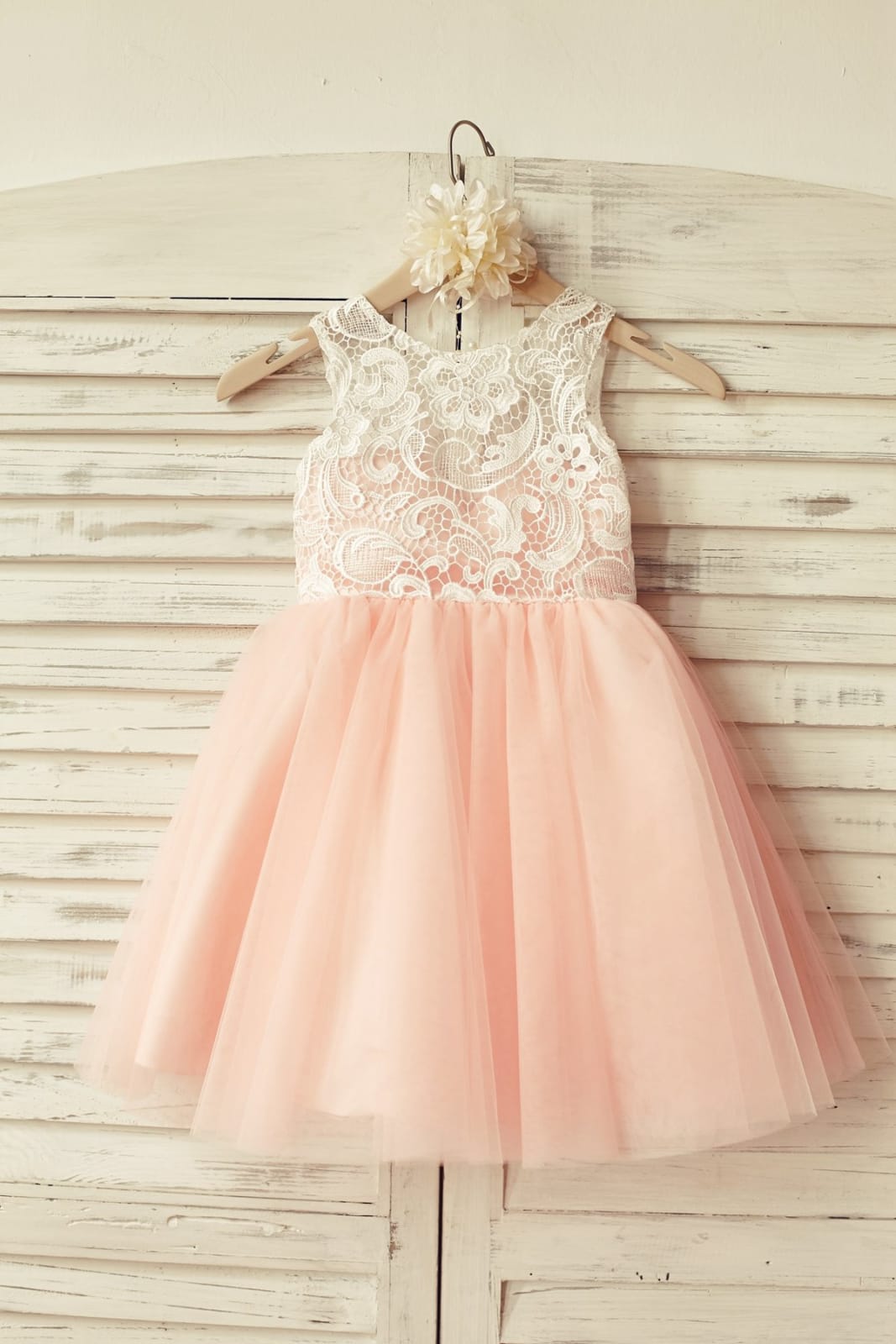 blush tulle flower girl dress