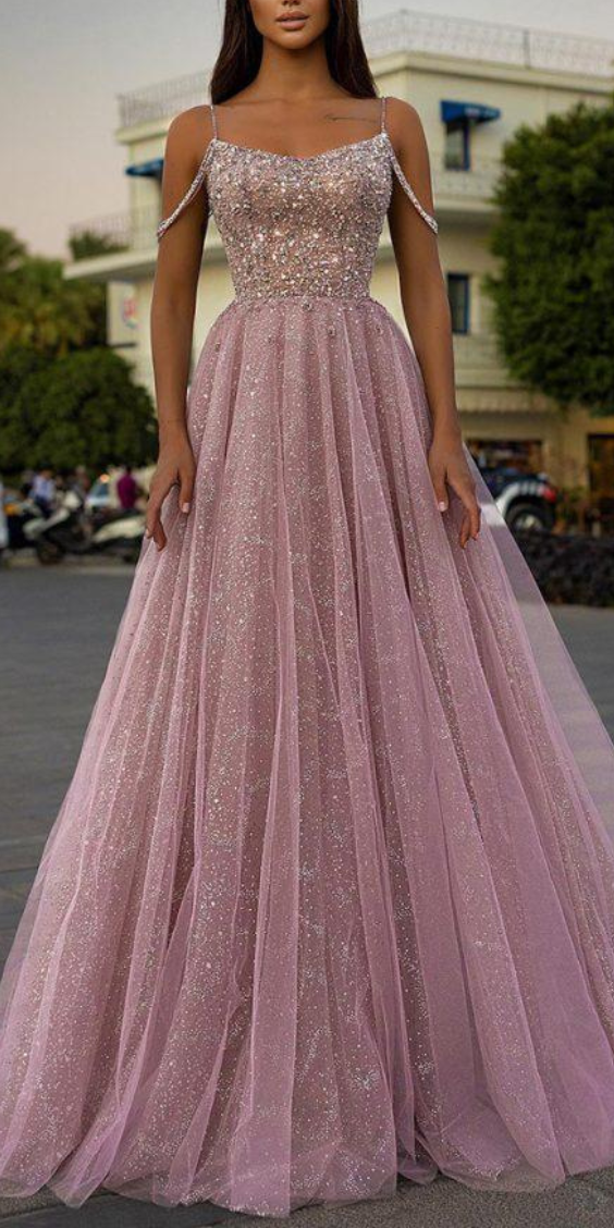 Pink glittery wedding gown