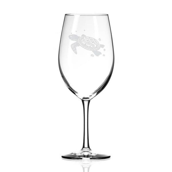 RorAem Wine Glasses - Turtles Glass Hand Etched Sea Unique Wine