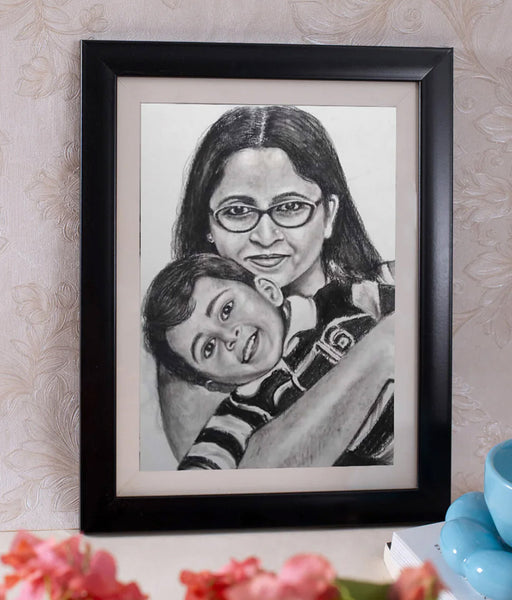mother's day hand drawn personalized portrait