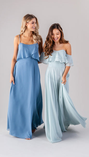 dusty blue gray bridesmaid dresses