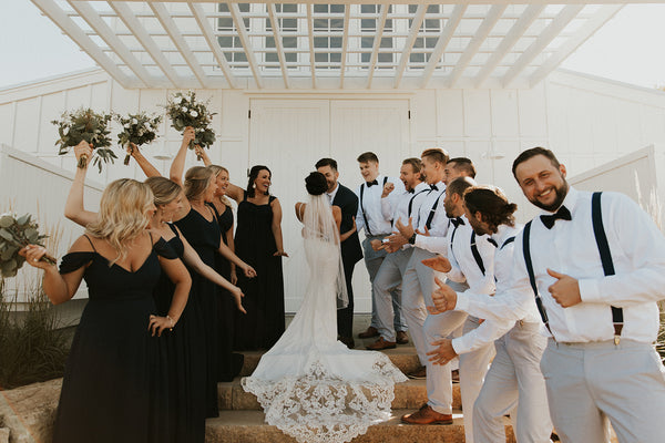 white and black bridal party