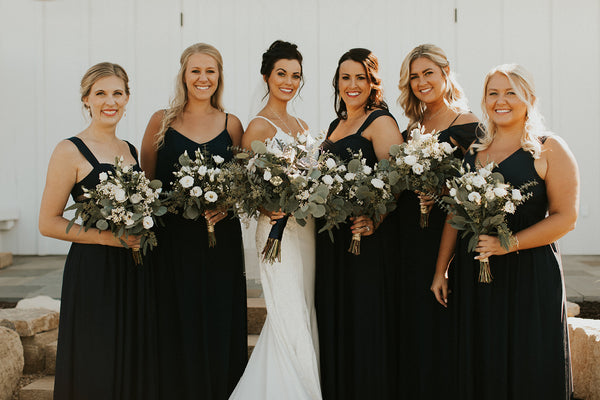 black bridesmaid dresses bridal party