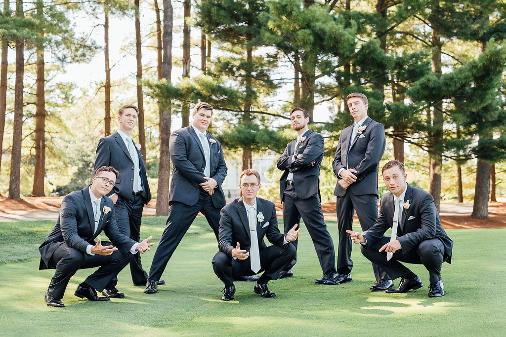 Funny pic of the groom and his groomsmen! | A Simple & Stunning Sage Wedding | Kennedy Blue | Rachel Figueroa Photography