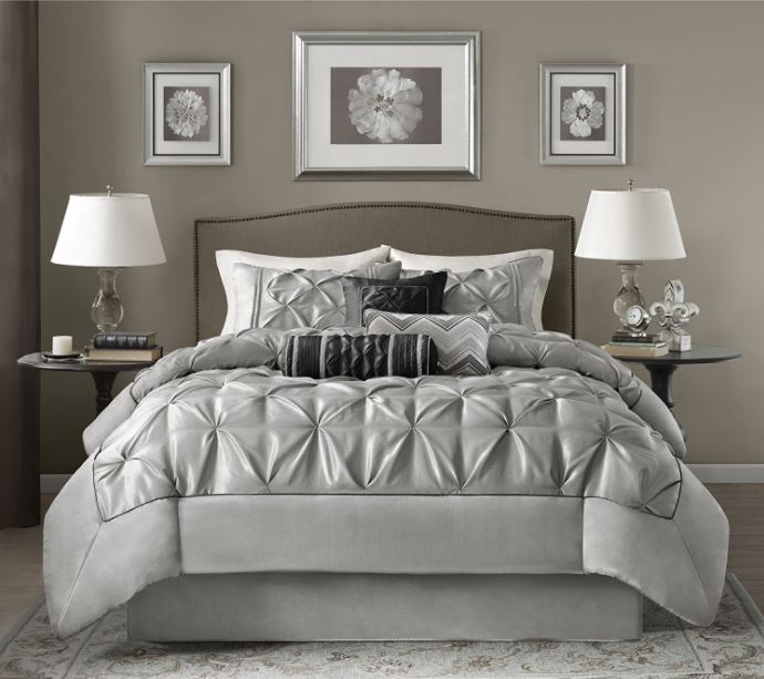 This elegant silver and grey comforter set is a great addition to the wedding registry | The Bride's Ultimate Guide to Creating the Perfect Wedding Registry | Kennedy Blue 