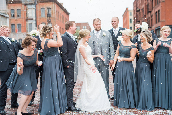 muted blue bridesmaid dresses