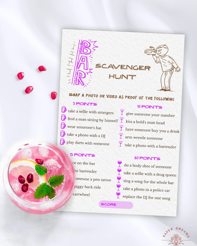 Bachelor and Bachelorette Bar Crawl Scavenger Hunt