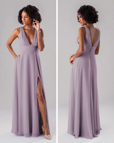 Deep V Beach Wedding Bridesmaid Dress