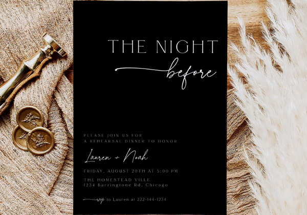 Black Rehearsal Dinner Invitation