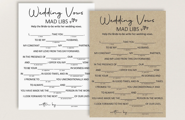 Mad Libs Bridal Shower Game
