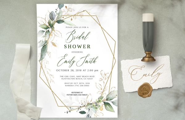 Gold Geometry Bridal Shower Invitations