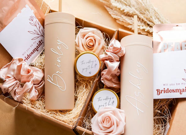 Rose gold bridesmaid gift bags- personalized wedding party gift
