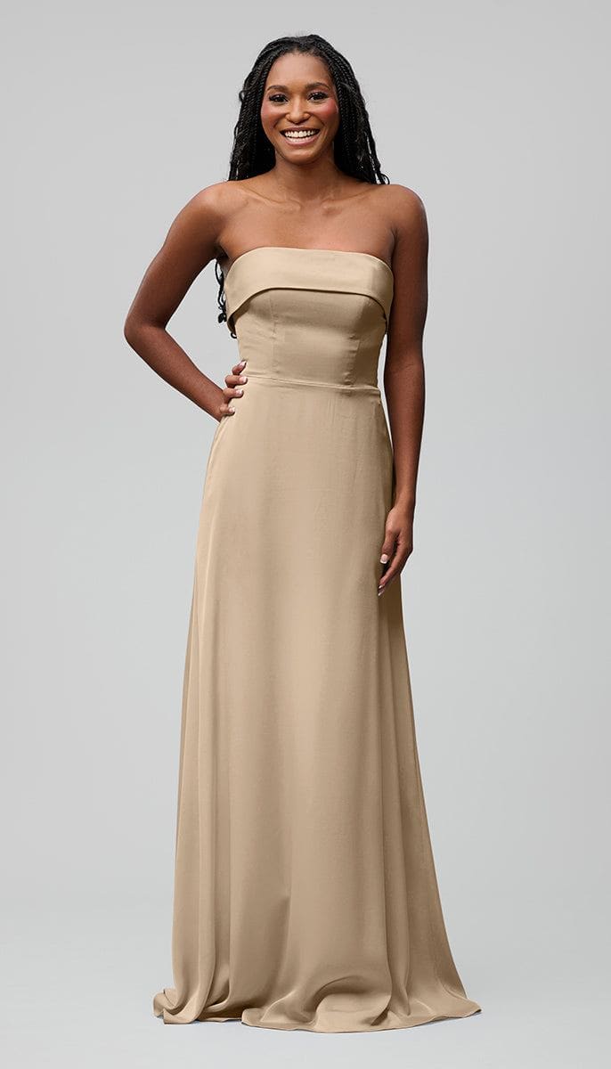 Jay Satin Bridesmaid Dress in Taupe